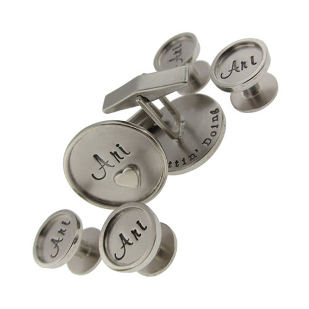 Picture of 14k Gold Rimmed Shirt Studs & Cufflinks Set