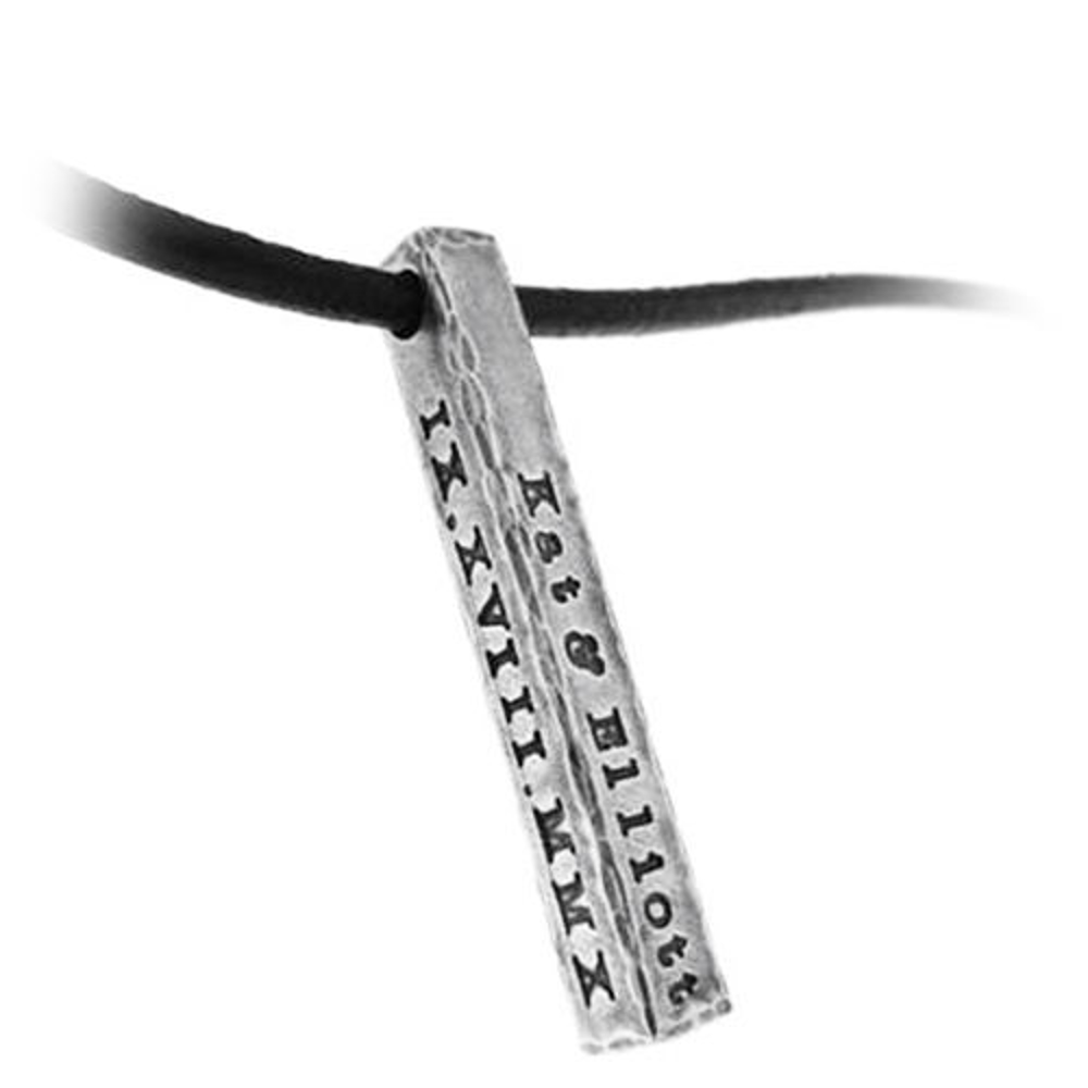 Picture of Sterling Silver Square Bar with Leather Cord