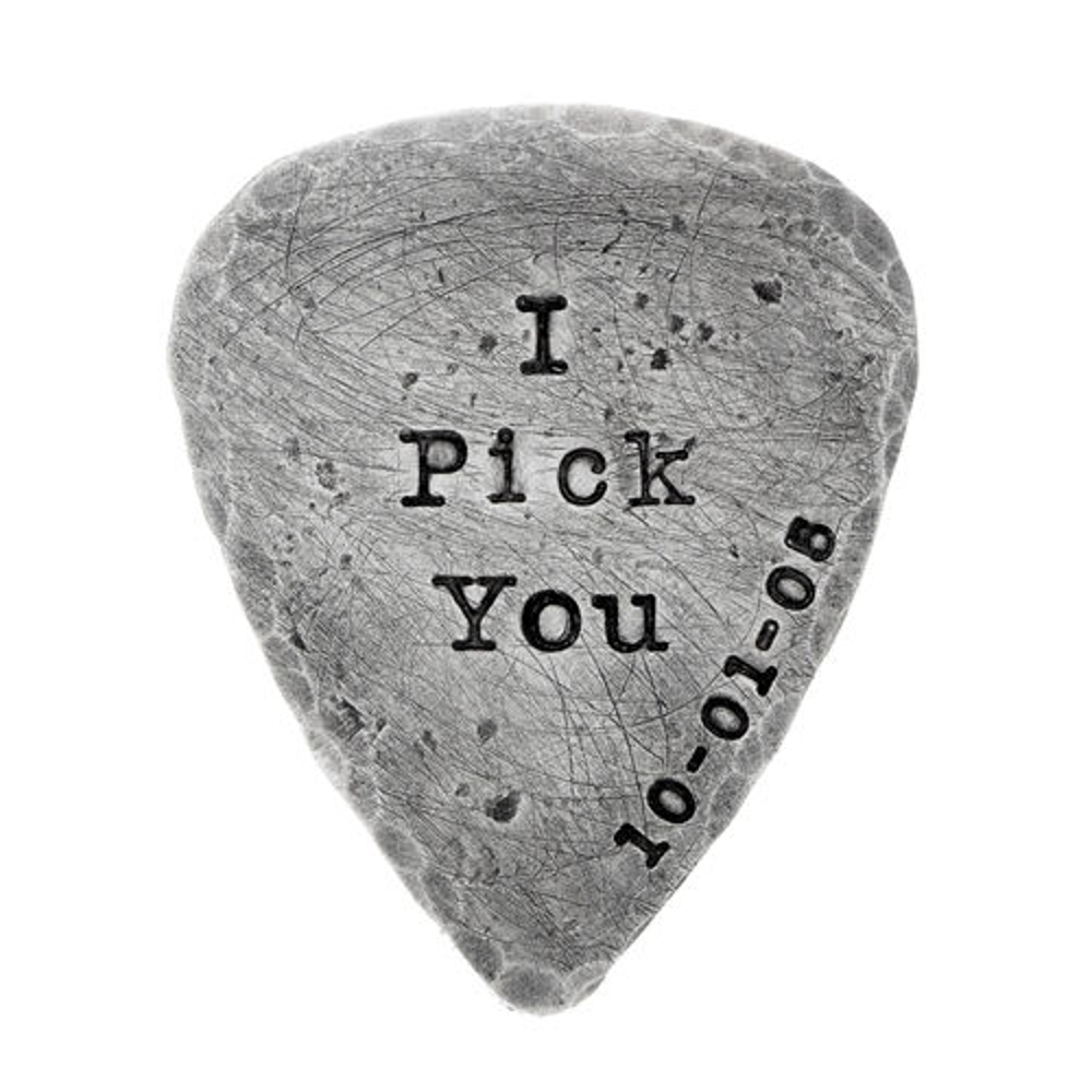 Custom Engraved Sterling Silver Guitar Pick by MetalPressions