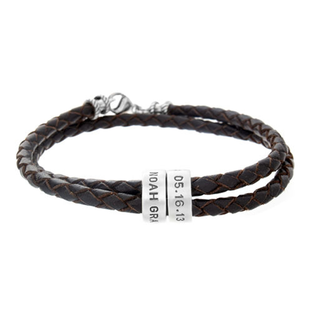 Picture of Leather Bracelet with Custom Silver Loops
