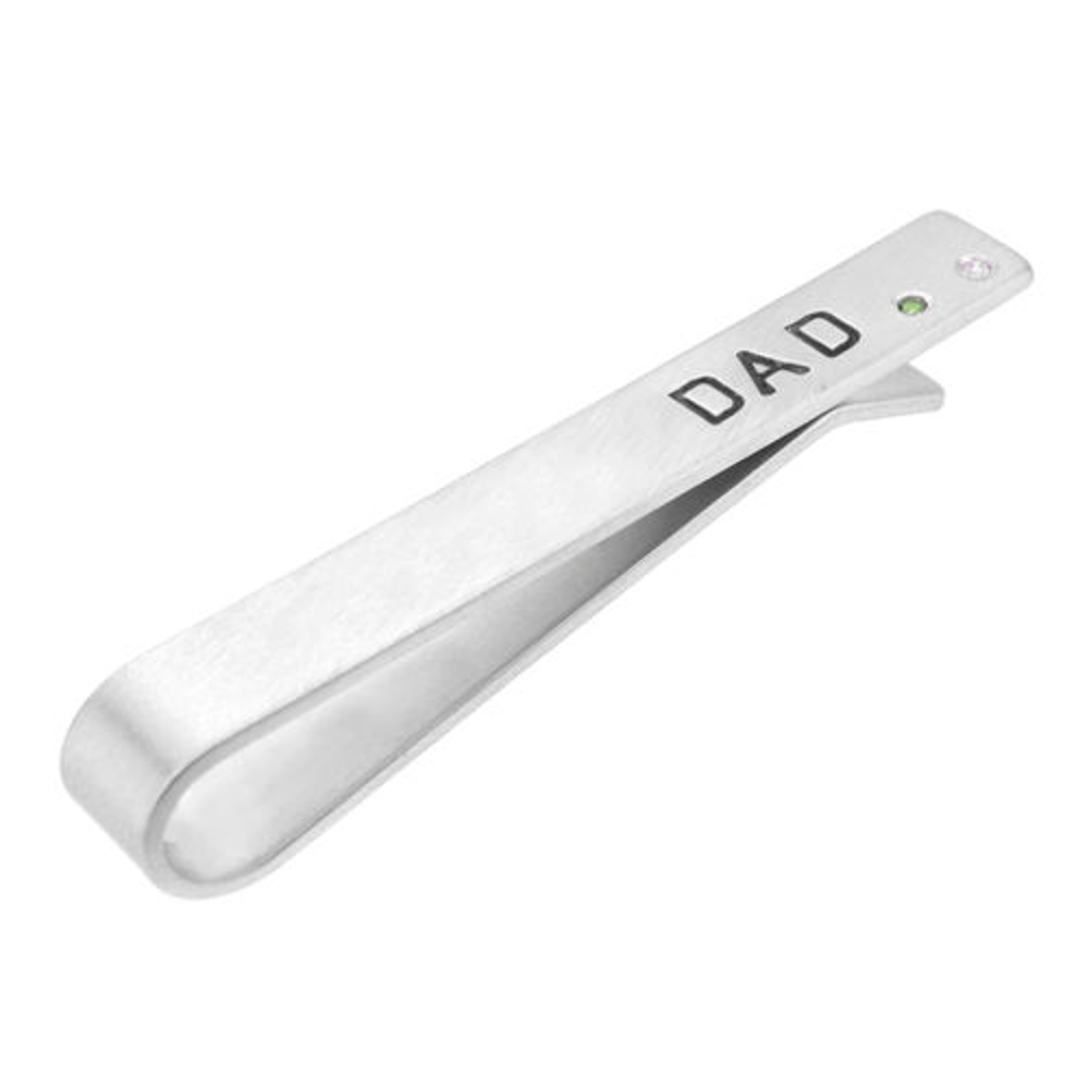 Custom Birthstone Tie Clip for Dad | Meaningful Father's Day Present