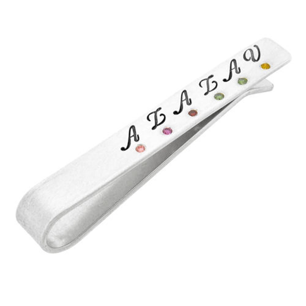 Picture of Sterling Silver Birthstone Tie Bar