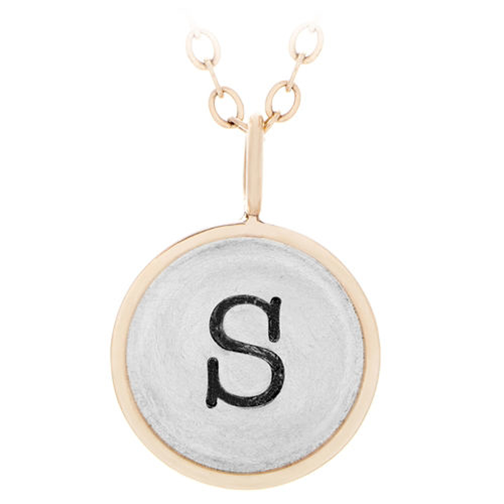 Picture of Sterling Silver 5/8" Round Charm with 14K Gold Rim