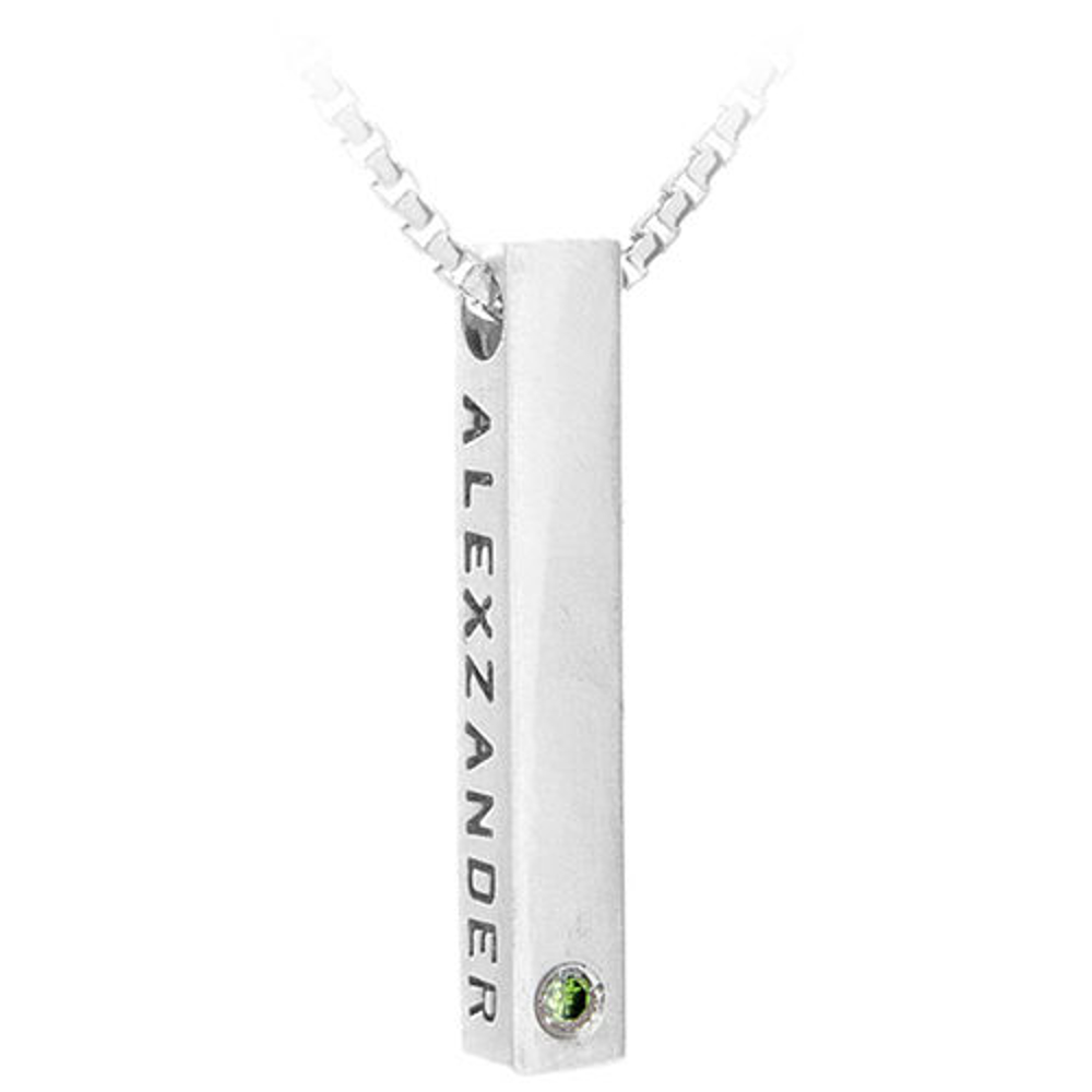 Picture of Sterling Silver 4-Sided Bar Birthstone Necklace for Mom