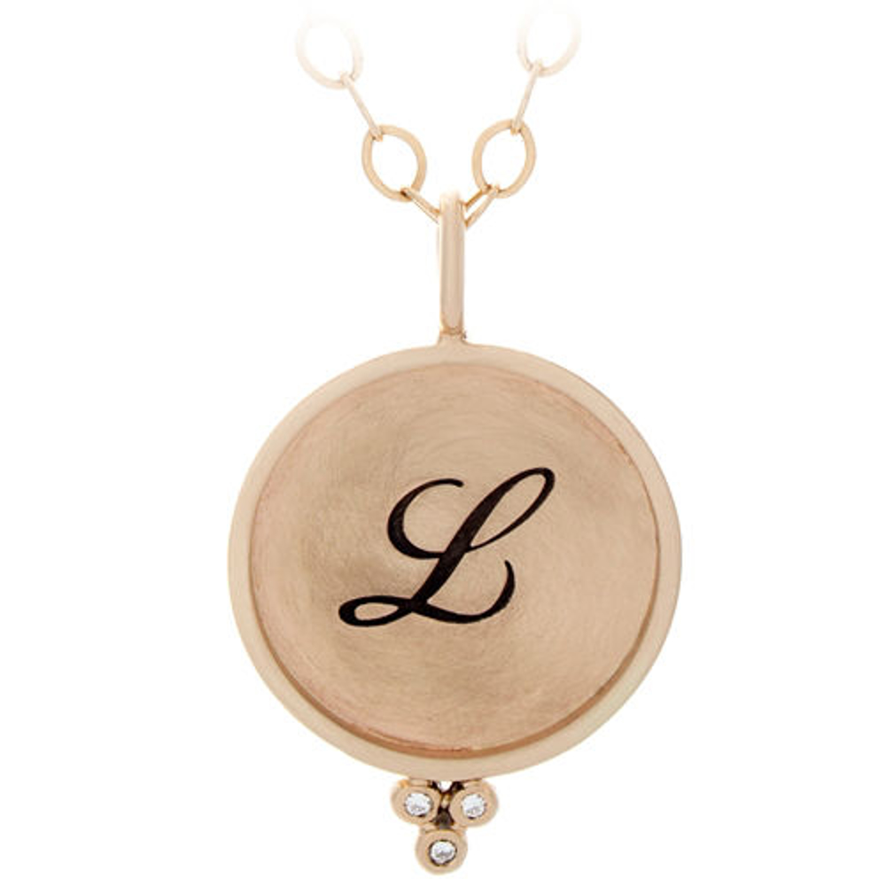 Picture of 14K Gold Charm with 14K Gold Rim and Chandelier Diamonds