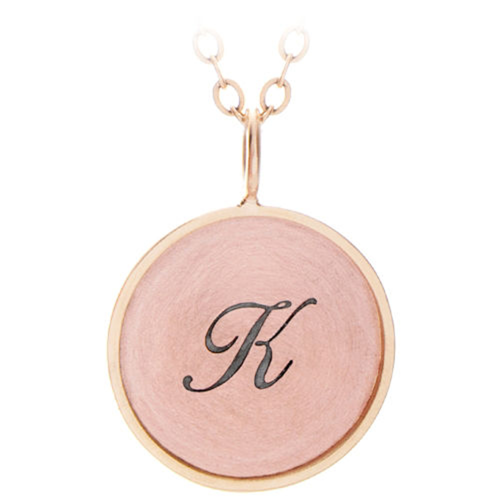 Picture of 14K Gold 3/4" Round Name Charm with 14K Gold Rim