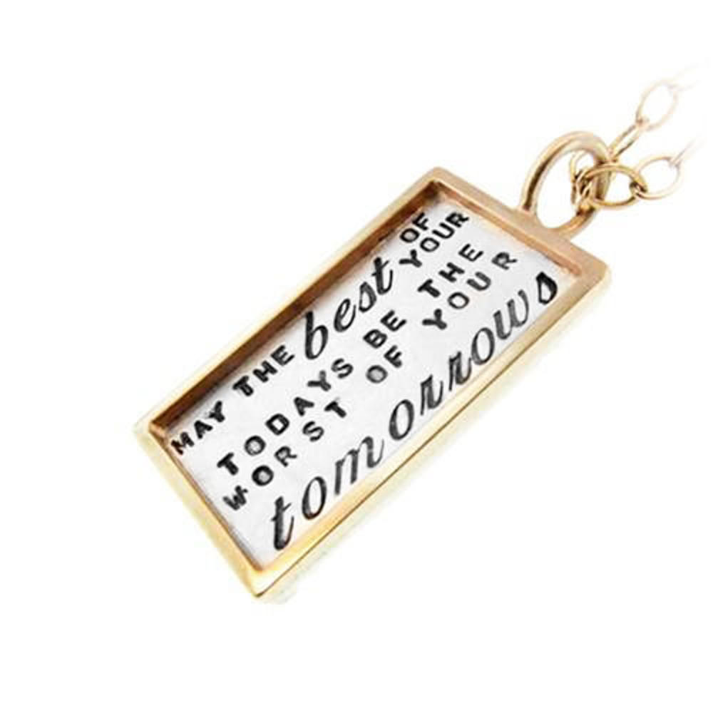 Picture of Sterling Silver and 14K Gold Rimmed Charm Necklace