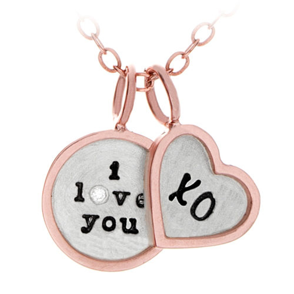 Picture of Sterling Silver and 14K Gold Rimmed Double Charm Necklace
