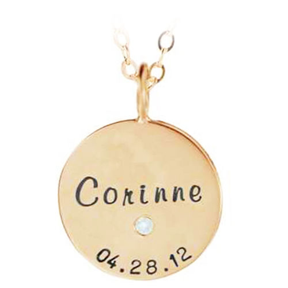 Picture of 14k Gold 3/4" Name and Diamond Charm Necklace