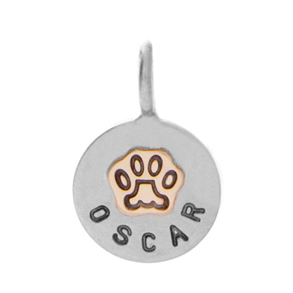 Picture of Dog Name Tag Engraving with Gold Paw print