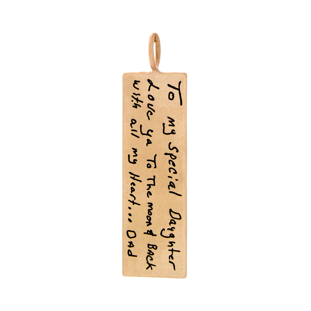 Picture of 14k Gold Rectangle Handwriting Charm