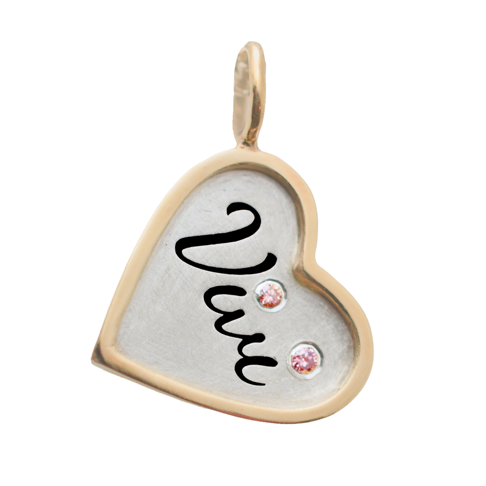 Picture of Silver with 14k Gold Heart Name Charm