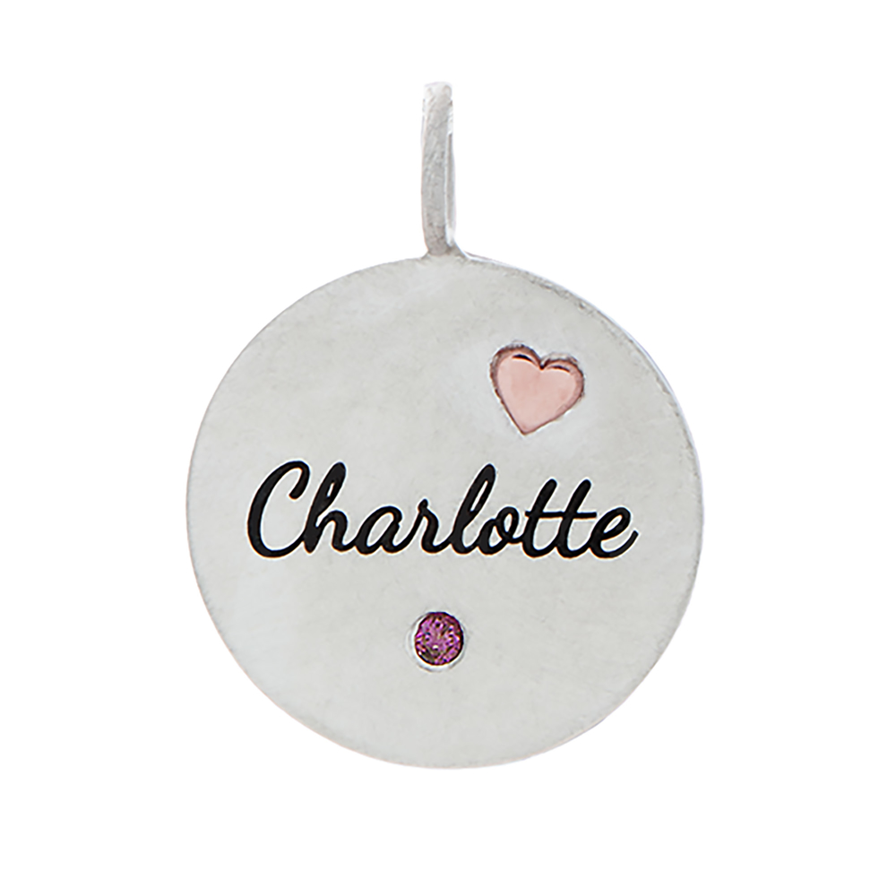 Picture of Silver Name Charm with Birthstone and Heart