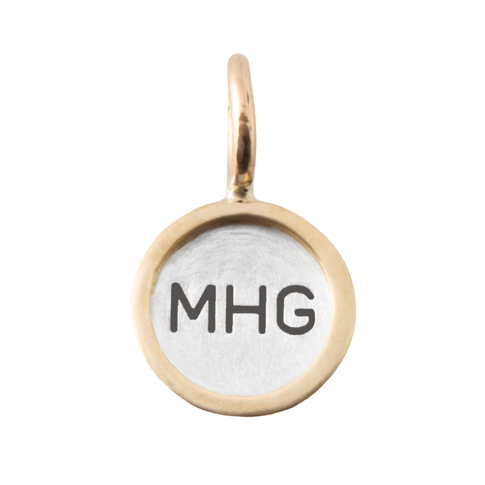 custom initial necklace sterling silver gold rim personalized charm