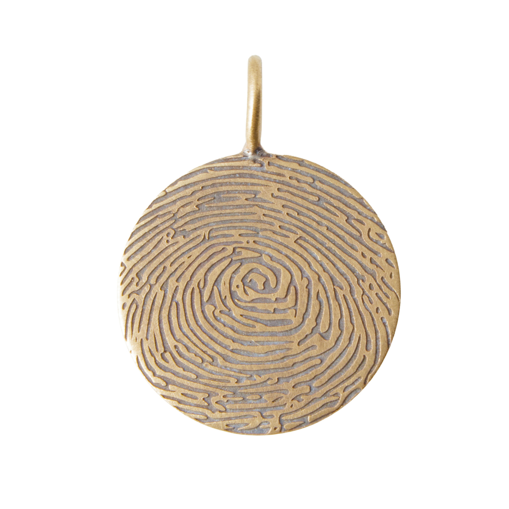 Picture of Engraved Fingerprint Circle Charm