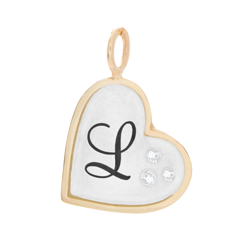 Picture of Diamond Heart Initial Charm